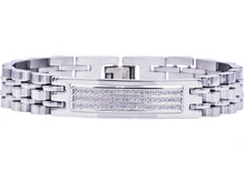 Load image into Gallery viewer, Mens Stainless Steel Bracelet With Cubic Zirconia - Blackjack Jewelry
