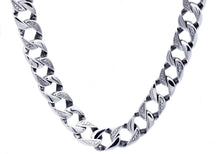 Load image into Gallery viewer, Mens 14mm Stainless Steel Pave Curb Link Chain Necklace - Blackjack Jewelry
