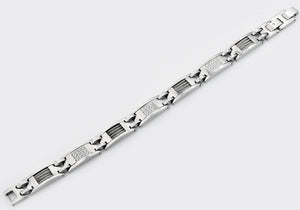 Mens Stainless Steel Wire And Cubic Zirconia Bracelet - Blackjack Jewelry