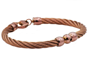 Mens Chocolate Stainless Steel Wire Bangle Bracelet - Blackjack Jewelry