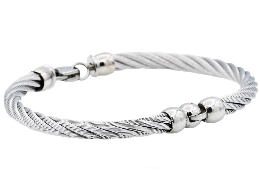 Mens Stainless Steel Wire Bangle Bracelet - Blackjack Jewelry