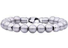 Load image into Gallery viewer, Mens Stainless Steel Beaded Bracelet With Cubic Zirconia - Blackjack Jewelry
