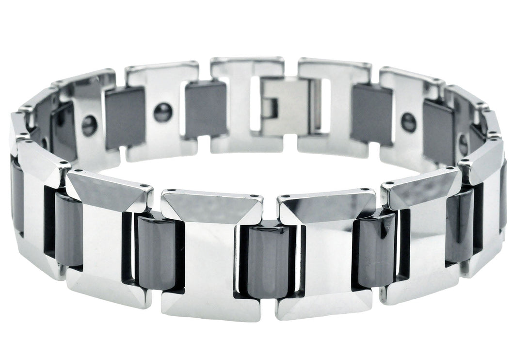 Mens I-Link Tungsten Bracelet with Magnets - Blackjack Jewelry