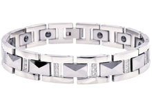 Load image into Gallery viewer, Mens Tungsten Link Bracelet With Cubic Zirconia - Blackjack Jewelry
