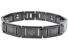 Load image into Gallery viewer, Mens Black Carbon Fiber Tungsten Bracelet - Blackjack Jewelry
