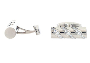 Mens Stainless Steel Cuff Links With Cubic Zirconia - Blackjack Jewelry