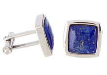 Load image into Gallery viewer, Mens Genuine Lapis Lazuli Stainless Steel Cuff Links - Blackjack Jewelry
