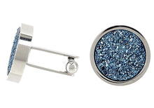 Load image into Gallery viewer, Mens Stainless Steel Cuff Links With Blue Druzi Quartz - Blackjack Jewelry
