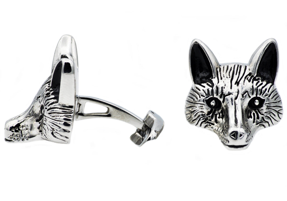 Mens Stainless Steel Wolf Cuff Links