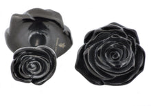 Load image into Gallery viewer, Mens Black Stainless Steel Rose Cuff Links - Blackjack Jewelry

