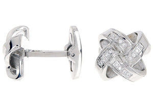 Mens Stainless Steel Cuff Links With Cubic ZIrconia - Blackjack Jewelry