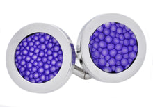 Load image into Gallery viewer, Mens Lavender Stingray Leather Stainless Steel Cuff Links - Blackjack Jewelry
