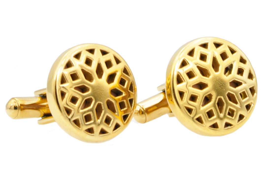 Mens Gold Stainless Steel Cuff Links - Blackjack Jewelry