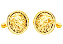 Load image into Gallery viewer, Mens Lion&#39;s Head Gold Stainless Steel Cuff Links - Blackjack Jewelry
