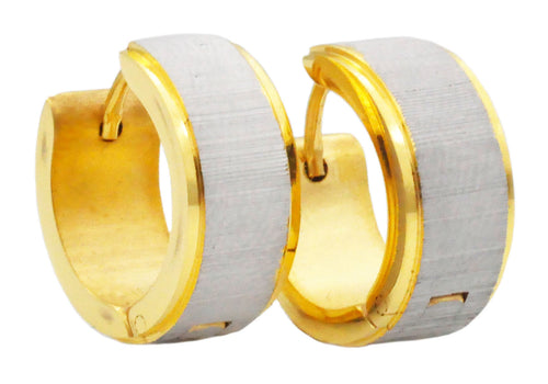 Mens 16mm Gold Plated Stainless Steel Hoop Earrings - Blackjack Jewelry