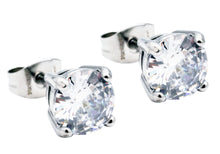 Load image into Gallery viewer, Mens 7mm Stainless Steel Earrings With Cubic Zirconia - Blackjack Jewelry

