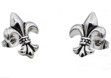 Load image into Gallery viewer, Mens 14mm Stainless Steel Fleur De Lis Stud Earrings - Blackjack Jewelry
