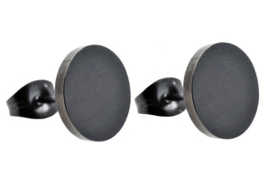 Mens 10mm Black Stainless Steel Stud Earrings - Blackjack Jewelry