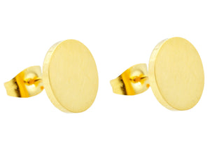 Mens 10mm Gold Stainless Steel Stud Earrings - Blackjack Jewelry