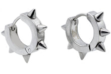 Load image into Gallery viewer, Mens 20mm Stainless Steel Spike Hoop Earrings - Blackjack Jewelry
