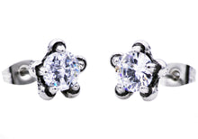 Load image into Gallery viewer, Mens 10mm Stainless Steel Claw Stud Earring WIth Cubic Zirconia - Blackjack Jewelry
