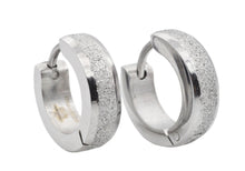Load image into Gallery viewer, Mens 14mm Sandblasted Stainless Steel Hoop Earrings - Blackjack Jewelry
