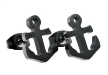 Load image into Gallery viewer, Mens Black Stainless Steel Anchor Earrings - Blackjack Jewelry
