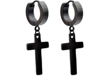 Load image into Gallery viewer, Men&#39;s Black Stainless Steel Cross Earrings - Blackjack Jewelry
