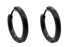 Load image into Gallery viewer, Mens 17mm Black Plated Stainless Steel Hoop Earrings - Blackjack Jewelry
