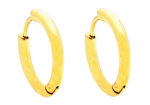 Men's 17mm Gold Plated Stainless Steel Hoop Earrings