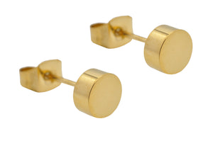Mens 6mm Gold Stainless Steel Stud Earrings - Blackjack Jewelry