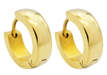 Load image into Gallery viewer, Mens Polished Gold Stainless Steel 14mm Hoop Earrings - Blackjack Jewelry
