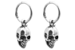 Mens Stainless Steel Skull Drop Earrings - Blackjack Jewelry