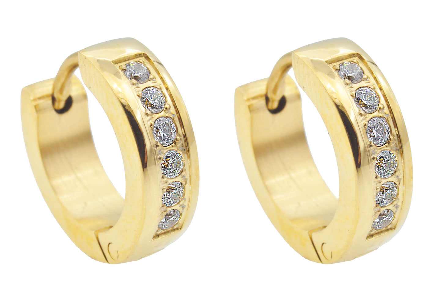 Steel Gold plated CZ earrings Steel Gold plated CZ earrings