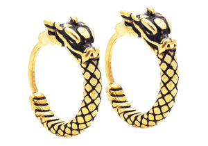 Men's Gold Stainless Dragon Hoop Earrings