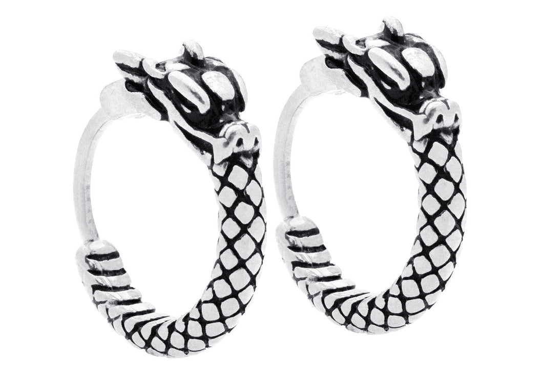 Men's Stainless Steel Dragon Hoop Earrings