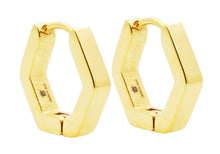 Load image into Gallery viewer, Men&#39;s Gold Stainless Steel Hexagon Hoop Earrings
