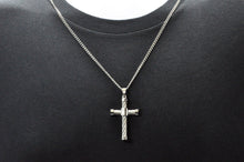 Load image into Gallery viewer, Mens Stainless Steel Cable Cross Pendant Necklace - Blackjack Jewelry
