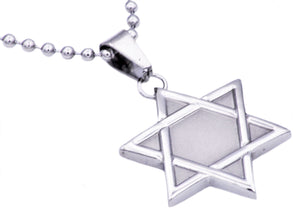 Mens Stainless Steel Star Of David Pendant Necklace - Blackjack Jewelry