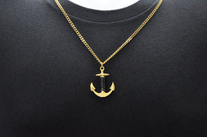 Mens Gold Stainless Steel Anchor Pendant - Blackjack Jewelry