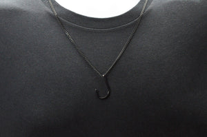 Mens Black Stainless Steel Hook Pendant - Blackjack Jewelry