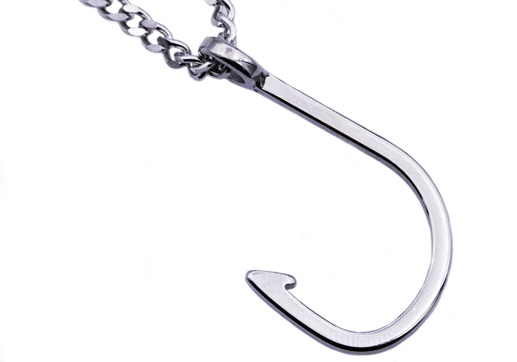 Mens Stainless Steel Hook Pendant - Blackjack Jewelry