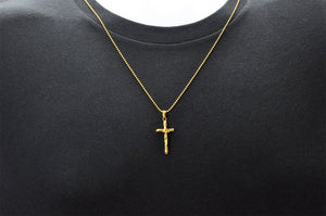 Mens Gold Stainless Steel Cross Pendant - Blackjack Jewelry