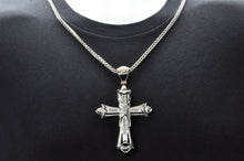 Load image into Gallery viewer, Mens Stainless Steel Cross Pendant With Black Cubic Zirconia
