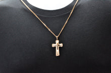 Load image into Gallery viewer, Mens Rose Stainless Steel Layered Cross Pendant Necklace - Blackjack Jewelry
