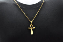 Load image into Gallery viewer, Mens Gold Stainless Steel Ankh Cross Pendant
