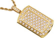 Load image into Gallery viewer, Mens Gold Stainless Steel Dog Tag Pendant With Cubic Zirconia - Blackjack Jewelry
