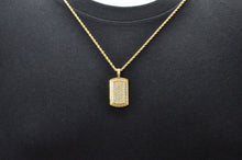 Load image into Gallery viewer, Mens Gold Stainless Steel Dog Tag Pendant With Cubic Zirconia
