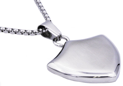 Mens Stainless Steel Shield Pendant - Blackjack Jewelry