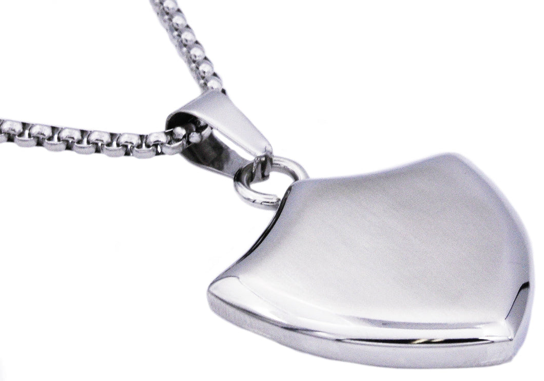 Mens Stainless Steel Shield Pendant - Blackjack Jewelry